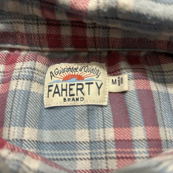 Faherty Red and Blue Plaid Casual Button Down Shirt - Picture 6 of 8